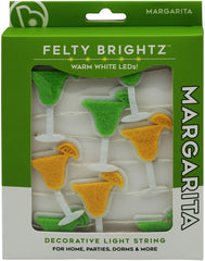 Felty Brightz Margarita decorative light string packaging with green and white design.