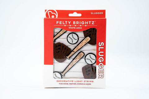 Felty Brightz Slugger decorative light string packaging on a white background