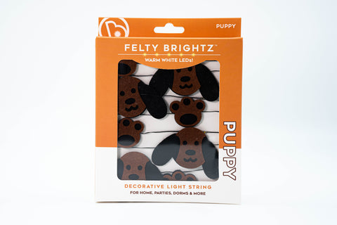Felty Brightz Puppy decorative light string packaging on a white background
